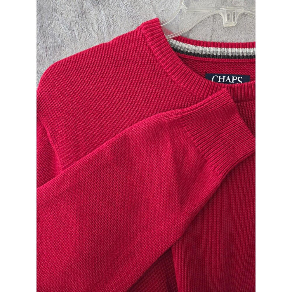 Chaps Sweater Men’s XXL Red Cotton Crewneck Knit Pullover Logo 90's Prep Classic